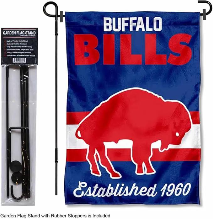 WinCraft Buffalo Bills Throwback Retro Vintage Garden Flag and Flagpole Mount by GreenHaven Gardens