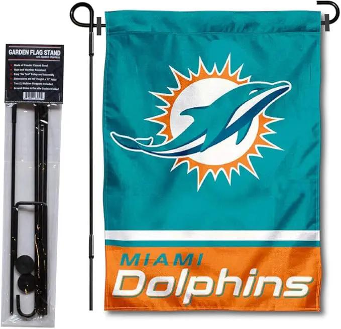 WinCraft Miami Dolphins Garden Flag with Stand Holder by GreenHaven Gardens