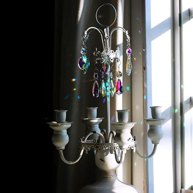 12pcs Hanging Glass Crystals Prism for Windows, Chandelier Decoration, Rainbow Maker Suncatcher by GreenHaven Gardens