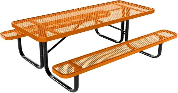 Coated Outdoor Furniture Heavy-Duty Portable Outdoor Kids Table, Expanded Metal Kids Picnic Table, Commercial-Grade Picnic Table, Made in America (6ft Rectangular, Childrens, Textured Orange) by GreenHaven Gardens
