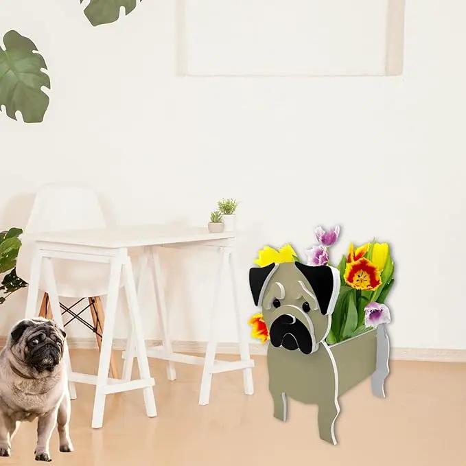 Pug Dog Planter Plant Pots,Cute Garden Dog Flower Planter,Dog Planters Birthday Gifts for Women,Office,Indoor/Outdoor Decor（9.45 * 7.17 * 10.87in） by GreenHaven Gardens