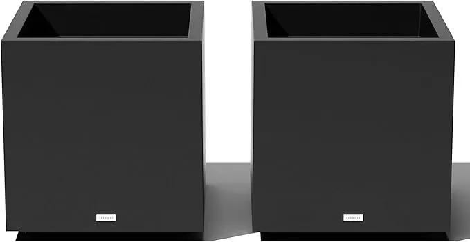 Veradek Block Series Cube Plastic Planter - Large Square Planter for Indoor or Outdoor Patio/Garden | Durable All-Weather Use with Drainage Holes | Modern Décor for Tall Plants, Trees, Flowers by GreenHaven Gardens