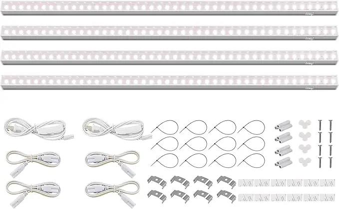 Barrina Grow Lights for Indoor Plants, Full Spectrum Sunlight, 2ft 40W (4 x 10W, 250W Equivalent), LED Grow Light Bulbs, T5 Grow Lights, Plug and Play, Pinkish White, 4-Pack by GreenHaven Gardens
