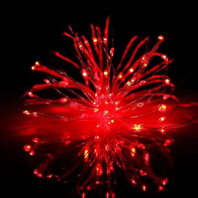 QITONG 4 Pack Red Solar Fairy Lights, Each 33ft 100 LED String Light Outdoor Waterproof, 8 Modes Silver Wire Red Outdoor Lights by GreenHaven Gardens
