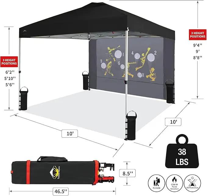 CROWN SHADES 10x10 Pop Up Canopy Tent with Game Netting - Beach Tent with One Push Setup - Outdoor Sun Shade for Events, Parties, Camping with STO-N-Go Cover Bag, Silver Coated Top, Black by GreenHaven Gardens