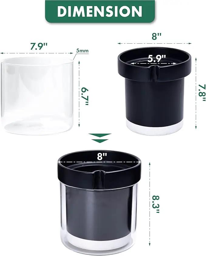 Phoenix Vine 8 Inch Self Watering Terracotta Planter, Black Terracotta Clay Pot with Glass Reservoir for Indoor Plants, Herbs, Flowers, Set of 1, 52-C-H-1 by GreenHaven Gardens