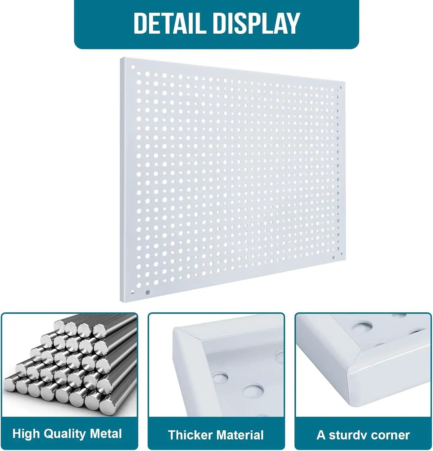 Peg Board, Heavy Duty Steel Organization Panels, Universal 1/8 and 1/4 Peg Board Accessories, Ideal for Garage Tool Storage, Pack of 4(White, 16X12) by GreenHaven Gardens