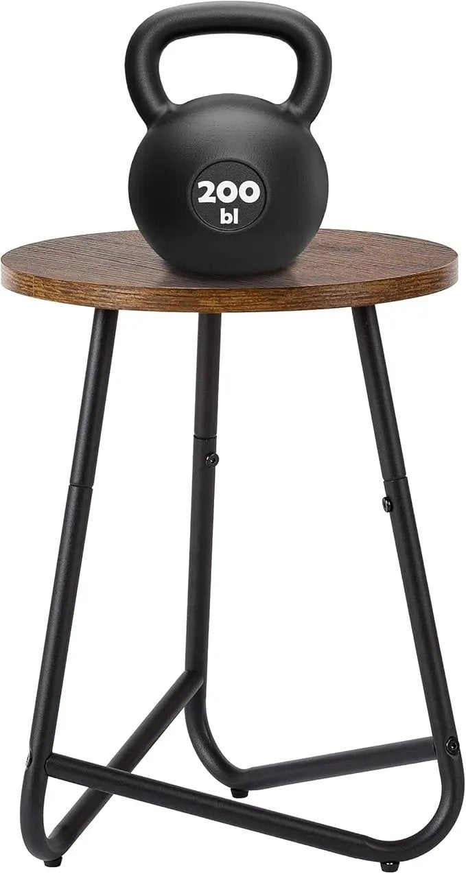 Indoor Plant Stand,Mid Century Wood Stand Plant Table,Modern Plant Stool for Outdoor,Metal Tall Holder for Flower Pots,Small Round Side End Table (Rustic Brown, 19 inch) by GreenHaven Gardens