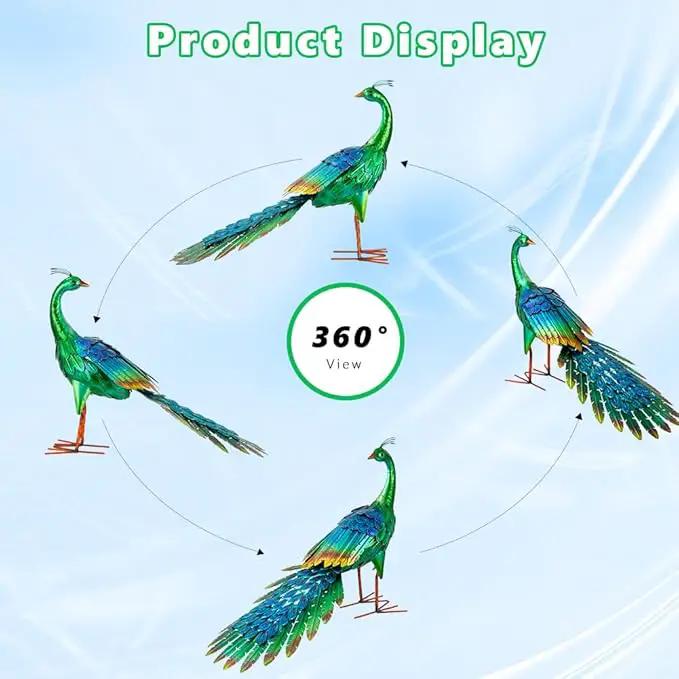 DREAMSOUL Garden Statues for Outside Metal Peacock Statue Peacock Garden Decor for Yard Art Decoration by GreenHaven Gardens