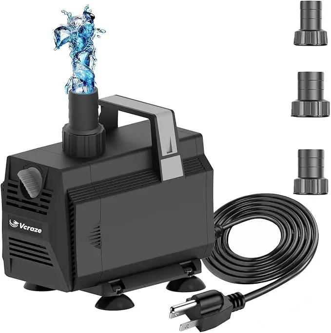 Submersible Water Pump 1200GPH/70W Fountain Pumps with Flow Control, Pond Pump Submersible Outdoor with 10ft 3-Core Power cable for Hydroponics, Aquarium, Waterfall, Statuary, Water feature by GreenHaven Gardens