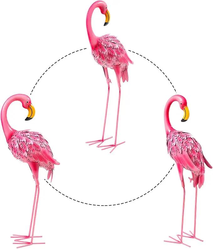 Garden Statues Flamingo Sculptures Metal Yard Art, Pink Bird Art Outdoor Backyard Decor Patio Lawn Porch Ornament Flamingo Yard Decoration (Sun and Moon) by GreenHaven Gardens