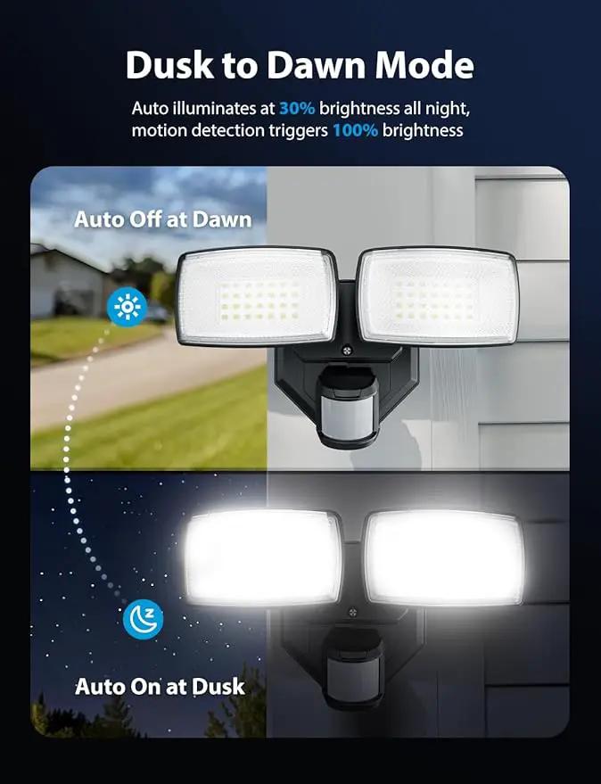 Onforu 32W 2 Head Motion Sensor Outdoor Lights, 3200LM 6500K LED Security Light, Dusk to Dawn, Motion Detector Light for Outside, IP65 Waterproof Flood Lights for Garage, Yard(Black) by GreenHaven Gardens