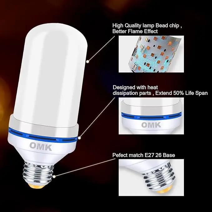 OMK 4 Pack Flickering Light Bulbs Christmas Decorations Sunlight LED Flame Effect Light Bulbs 4 Modes Fire Flickering Light Bulbs for Party Indoor Outdoor Decor Holiday Gifts by GreenHaven Gardens