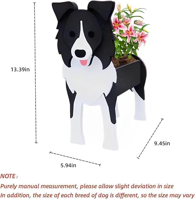 Border Collie Dog Planter Plant Pots,Cute Garden Dog Flower Planter,Dog Planters Birthday Gifts for Women,Office,Indoor/Outdoor Decor（9.45 * 5.94 * 13.39in） by GreenHaven Gardens