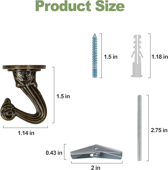 Ceiling Swag Hook Sets - Heavy Duty Hooks with Mounting Hardware for Hanging Plant, Ceiling or Extender Chains - Easy Install with Screws/Brackets by GreenHaven Gardens