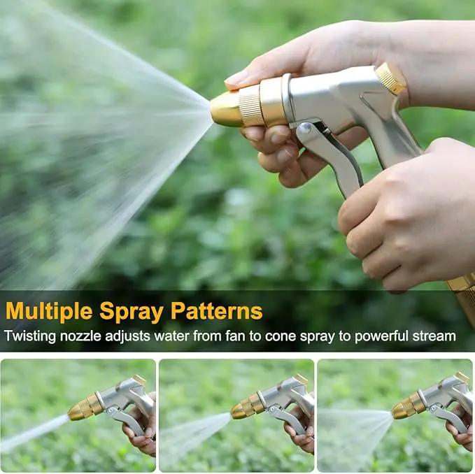 FANHAO Garden Hose Nozzle with Brass Tip, 100% Heavy Duty Metal Spray Nozzle High Pressure Water Nozzle with Adjustable Spray Patterns for Watering Plants, Washing Cars and Showering Pets by GreenHaven Gardens