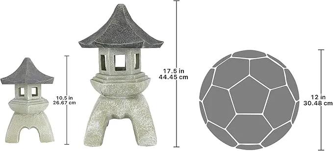 Design Toscano NG999870 Asian Decor Pagoda Lantern Outdoor Statue, Large and Medium, Two-tone stone by GreenHaven Gardens