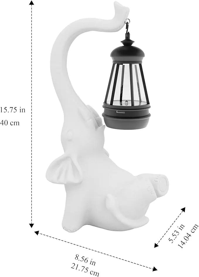 Statue Decoration, Figurine, Lawn Statue, Sculpture Ornament, Animal Figurine - Elephant Resin Statue with Lantern (Hand-JD Face Upward-JD) by GreenHaven Gardens