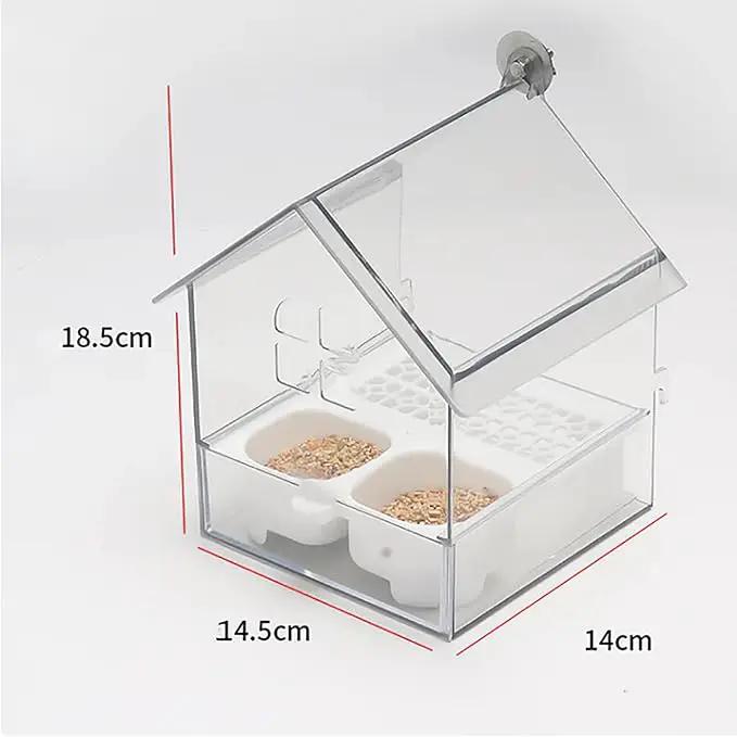 Ziveseller/Sowhathow Pull-Out External Parrot Feeder, Parrot Feeder Parakeet House Bird Bath Transparent Dish Water, Hanging Wild Bird Seed with Squirrel Proof Tray (Mix*2) by GreenHaven Gardens