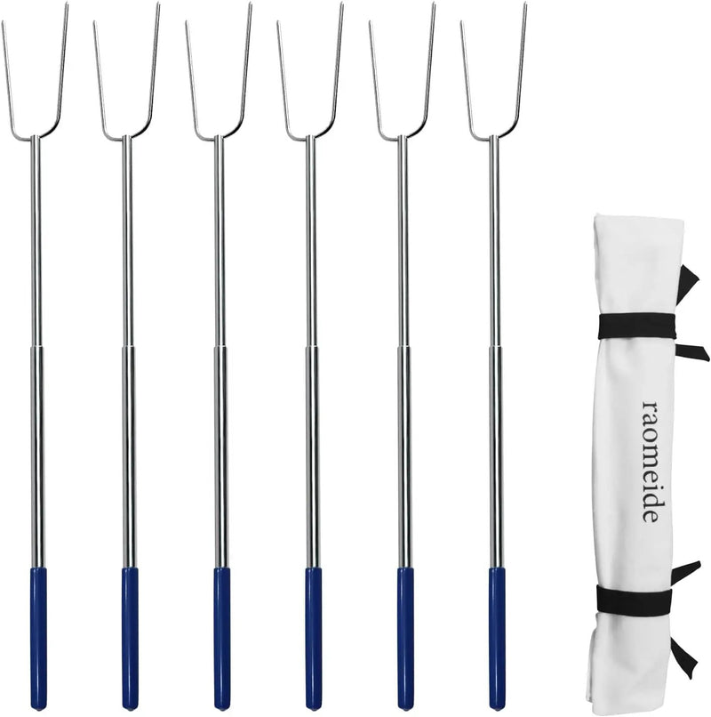 32" Heavy Duty Hot Dog Roasting Sticks for Campfire, Smores Sticks for Fire Pit Long, Marshmallows Skewers (6 Pack) by GreenHaven Gardens