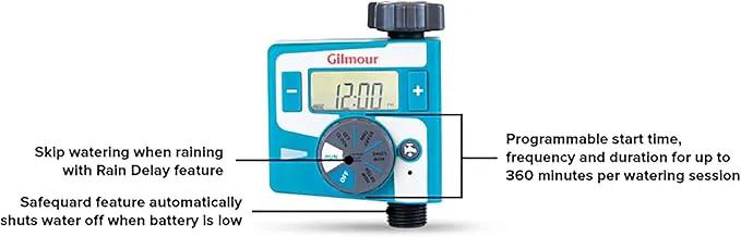 Gilmour Single Outlet Electronic Water Timer for Garden Hose, Irrigation Timer for Sprinklers and Drip Lines, Blue by GreenHaven Gardens