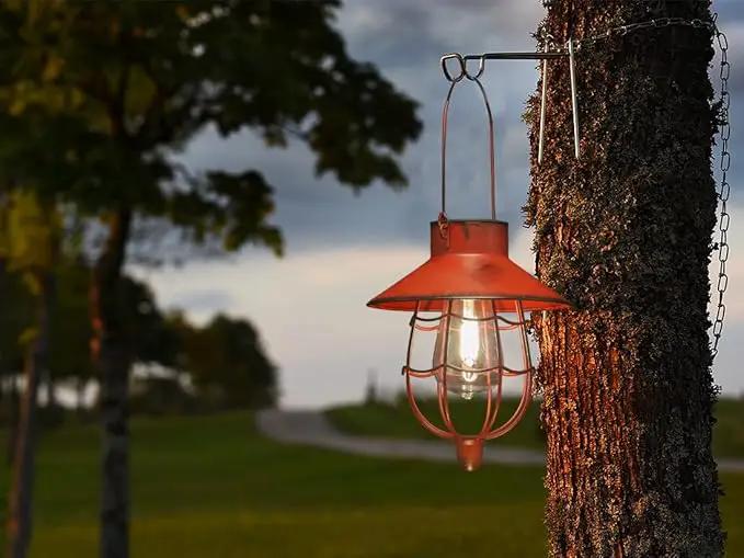 YAKii 2 Pack Solar Lantern Hanging Waterproof Outdoor Metal Solar Lamp with Warm White Light Decorate for Yard Garden Pathway Patio Porch Decor (Red) by GreenHaven Gardens