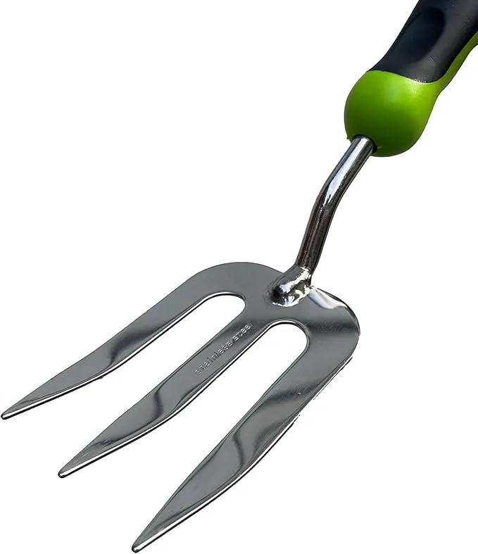 Garden Guru Stainless Steel Hand Weeder Fork Tool – Rust Resistant Stainless Steel – Ergonomic Handle – Great for Planting, Spreading Mulch, Weeding, Loosening & Transplanting Soil by GreenHaven Gardens