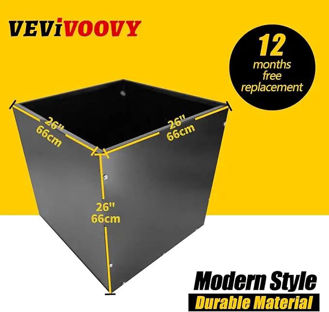 Heavy Duty Steel Planter Box (16"x16"x16"),Square Tall Planter Modern Detached for Indoor & Outdoor Planters Cube,Black Flower Plant Pot for Commercial Residential for Patio Deck & Backyard by GreenHaven Gardens
