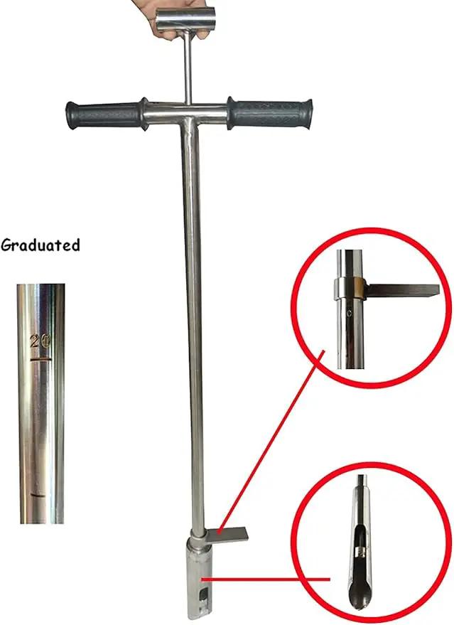 INTBUYING 40’’ Soil Sampler Probe Soil Test Probe with 8’’Sample Ejector and Foot Pedal &Rubber Handle Stainless Steel 2in Dia for Soil Sampling Lawn Garden Farm by GreenHaven Gardens