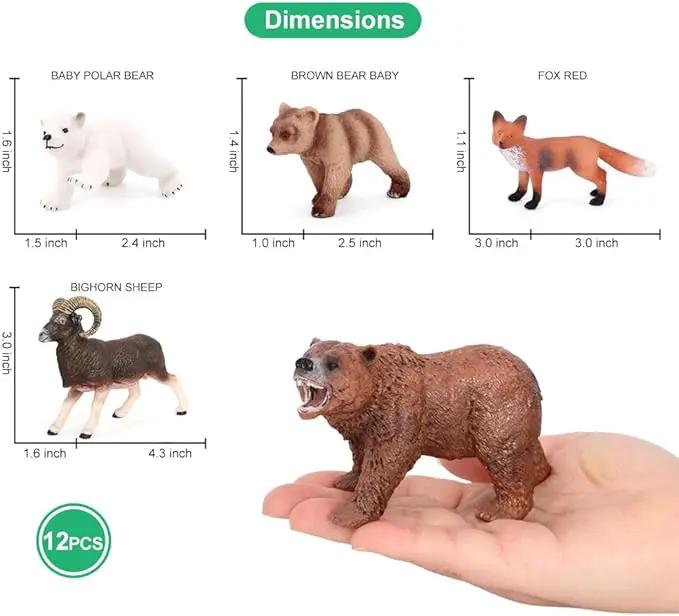 Volnau Safari Animal Figurines Toys 12PCS North America Figures Zoo Pack for Toddlers Kids Christmas Decoration Gift Preschool Educational Bald Eagle Bear Salmon Salamander Jungle Forest Cake Topper by GreenHaven Gardens
