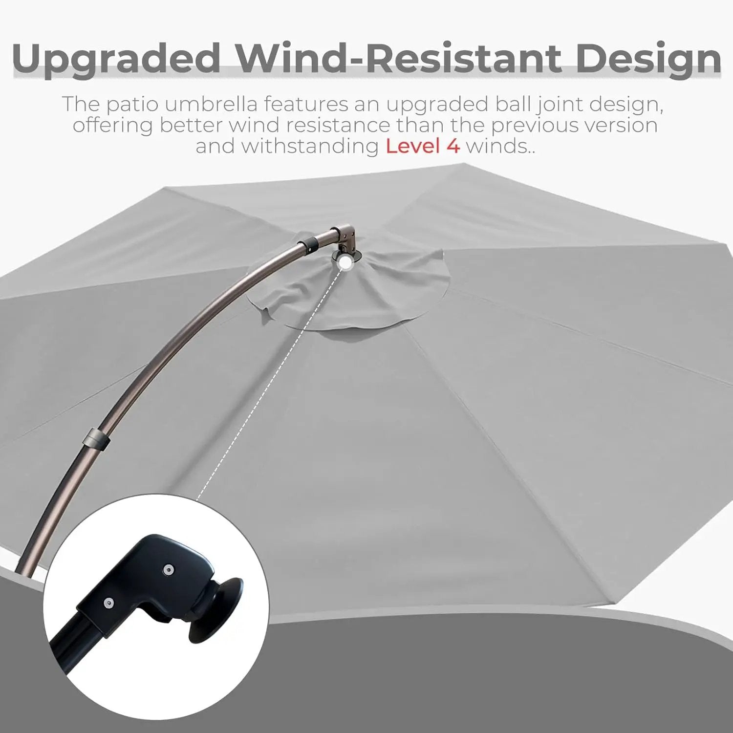 Grand patio 12FT Outdoor Offset Umbrella Large Round Aluminum Cantilever Umbrella with Base for Garden Deck Poolside (Gray, 12 FT) by GreenHaven Gardens