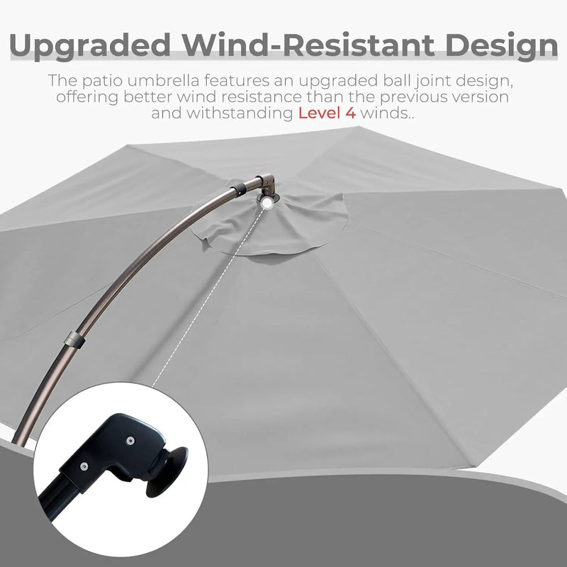 Grand patio 12FT Outdoor Offset Umbrella Large Round Aluminum Cantilever Umbrella with Base for Garden Deck Poolside (Gray, 12 FT) by GreenHaven Gardens