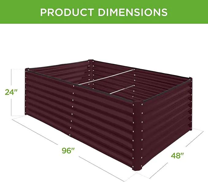 Best Choice Products 8x4x2ft Outdoor Metal Raised Garden Bed, Deep Root Planter Box for Vegetables, Flowers, Herbs, and Succulents w/ 478 Gallon Capacity - Burgundy by GreenHaven Gardens
