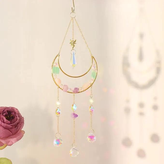 Moon Amethyst Crystals Suncatcher Hanging Windows, Healing Amethyst Fluorite Crystal Decor for Home, Gift for Christmas Birthday Valentine Mothers Day and More (Style 3) by GreenHaven Gardens