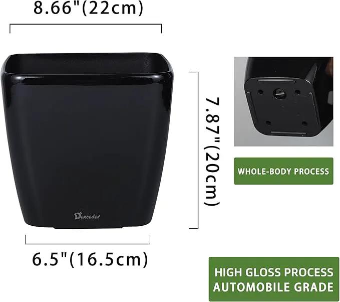 Dexceder 9x8 Self Watering Planter Indoor Outdoor, Inner Mat Design, Thickened Table Flower Plant Pot with Water Level Indicator (Black High Gloss) by GreenHaven Gardens