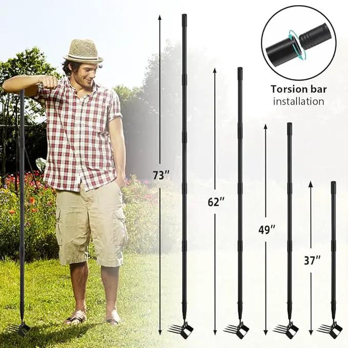 Upgraded Hula Hoe and Garden Hoe, Stirrup Hoe with Adjustable Handle for Weeding Digger loosening Soil Metal Garden Cultivator Hula Hoe with Rake Tiller Cultivator (30-62 Inch) by GreenHaven Gardens