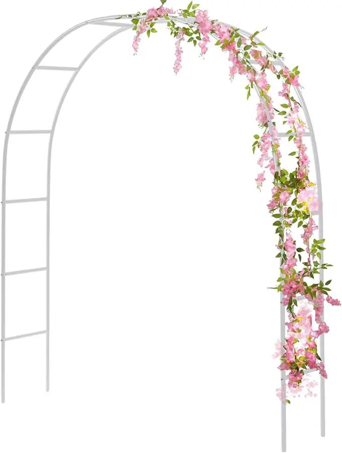 RUBFAC Metal Garden Arch, Wedding & Event Decoration, Garden Trellis for Climbing Plants, Assemble Freely 2 Sizes for Various Climbing Plant Roses Vines Bridal Party Decoration White, 1 Pack by GreenHaven Gardens