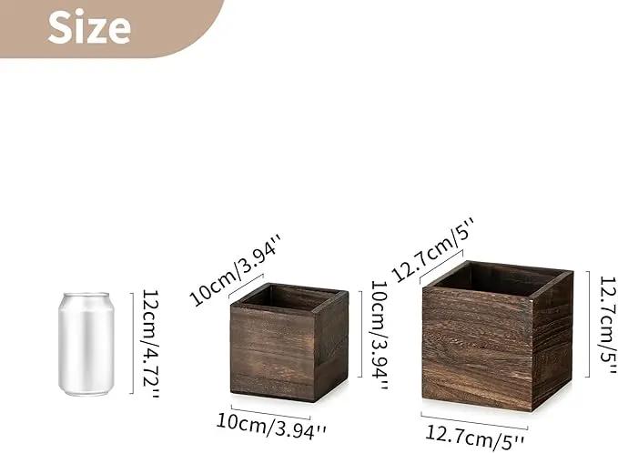 NUPTIO Wooden Box for Centerpiece Wedding: 6 Pcs Rustic Square Planter Box for Christmas Centerpiece Table Fall Decorations - 4×4" & 5×5" Small Wood Vases Flower Pots for Windowsill Home Garden Decor by GreenHaven Gardens
