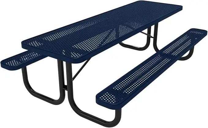 T8-P-TXTDBL Heavy Duty Rectangular Portable Picnic Table, 8 Ft, Textured Dark Blue, Made in America by GreenHaven Gardens
