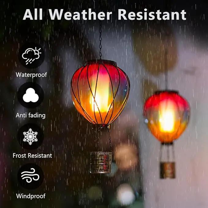 Hot Air Balloon Solar Lantern, 2 Pcs Solar Hot Air Balloon with Flickering Flame, Hanging Outdoor Lantern Waterproof Decor for Patio, Garden, Porch by GreenHaven Gardens