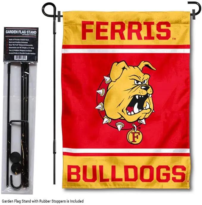 College Flags & Banners Co. Ferris State Bulldogs Garden Flag with Stand Holder by GreenHaven Gardens