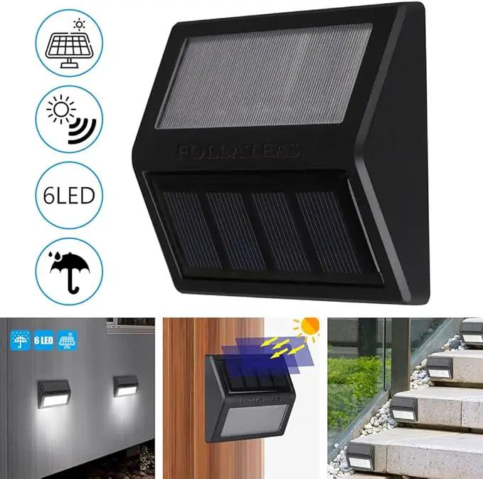 Solar Lights Outdoor, Waterproof Solar Powered Deck Step Lights for Patio Garden Backyard Garage Driveway Pathway Outside Wall Lighting (Warm White/2 Pack)