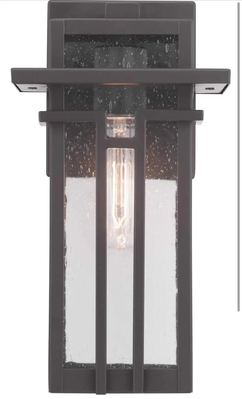 Open Box Progress Lighting Boxwood Collection 1-Light Clear Seeded Glass Craftsman Outdoor Small Wall Lantern Light Antique Bronze, 11.75x6.25x6.25 by Selzalot