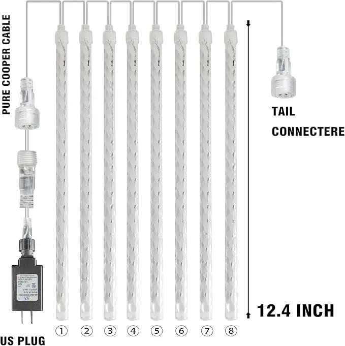 Dazzle Bright 288 LED Christmas Light, 11.8 Inch Meteor Shower Rain Lights with 8 Tubes，Waterproof Plug in Falling Rain Lights Christmas Decorations for Xmas Bushes Tree Yard Party (RED) by GreenHaven Gardens