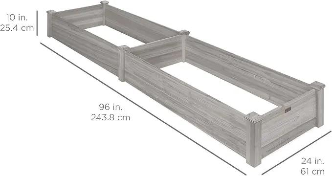 Best Choice Products 8x2ft Outdoor Wooden Raised Garden Bed Planter for Vegetables, Grass, Lawn, Yard - Gray by GreenHaven Gardens