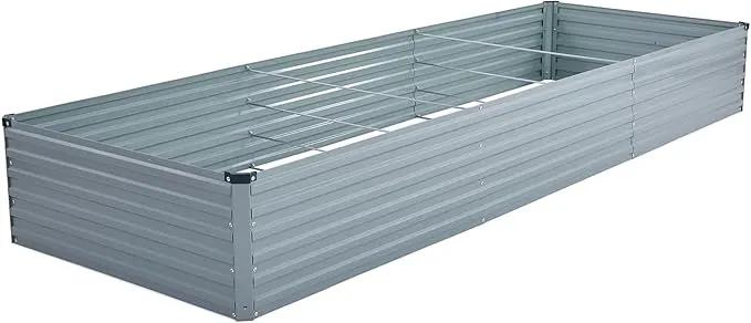 12x4x1.5ft Galvanized Raised Garden Bed,Outdoor Planter Box Metal Patio Kit Planting Bed for Vegetables Flowers Herb,Grey by GreenHaven Gardens