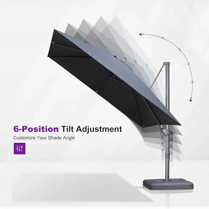 PURPLE LEAF 10' X 13' Patio Umbrella Large Rectangle Outdoor Aluminum Cantilever Umbrella with 3-Year Fade Resistance Recycled Fabric and 360-degree Rotation for Deck Pool Garden, Graphite Grey by GreenHaven Gardens