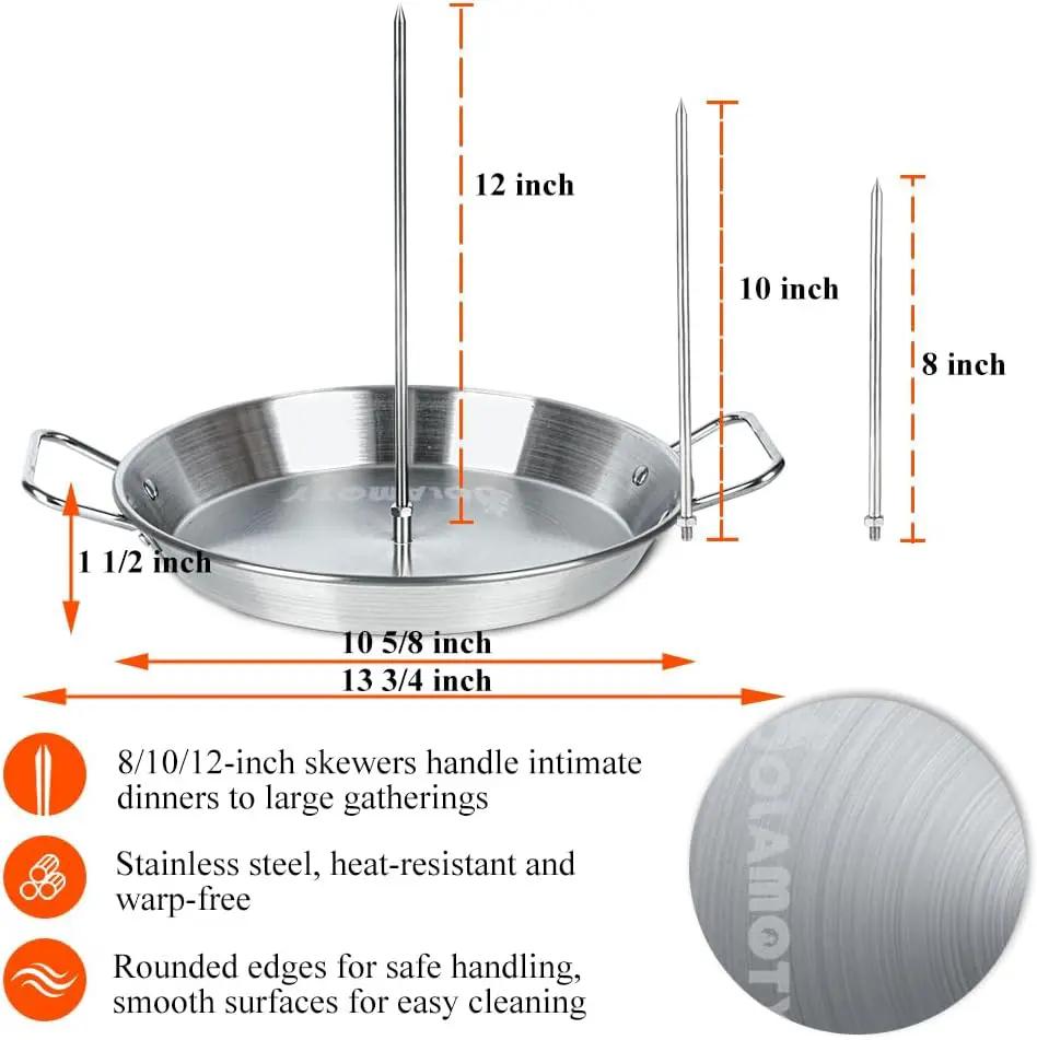 Stainless Steel Gyro Spit Shawarma Stand for oven, Vertical Skewer Pan Al Pastor Skewer for Grill, El Pastor Hack for Tacos Al Pastor Chicken, Brazilian, with 8",10",12" stick by GreenHaven Gardens