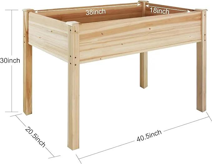 LZRS Raised Garden Bed Outdoor Planter Box with Legs for Herbs, Vegetables, Flowers, Great for Outdoor Patio, Yard and Deck, 220lb Capacity, Natural by GreenHaven Gardens