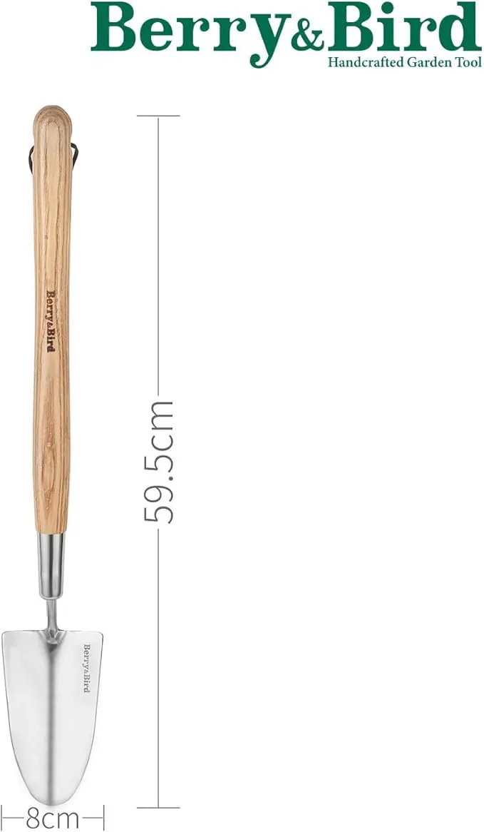 Berry&Bird Garden Trowel with Long Handle, 23.43in Stainless Steel Short Shovel with Wood Handled for Digging, Gardening, Transplanting, Planting and Weeding by GreenHaven Gardens